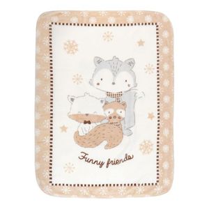 Paturica moale Super Soft 80 x 110 cm Funny Friends Beige imagine