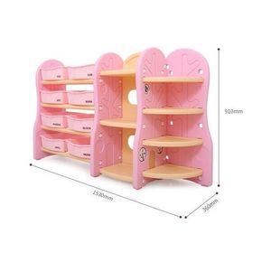 Organizator pentru jucarii si rechizite cu polite si 8 cutii depozitare Nichiduta Tree Peach Pink imagine