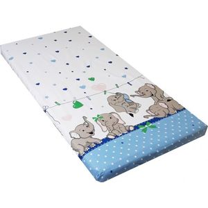 Cearceaf din bumbac cu elastic 120x60 cm Funny Elephants Blue imagine