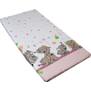 Cearceaf din bumbac cu elastic 120x60 cm Funny Elephants Pink imagine