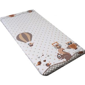 Cearceaf din bumbac cu elastic 120x60 cm Owls Beige imagine