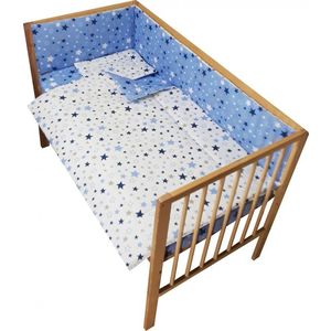 Lenjerie patut cu 2 fete si 4 piese 120x60 cm Nichiduta Blue Stars imagine