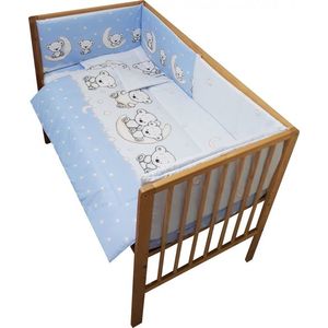 Lenjerie patut 120x60 cm cu 5 piese Nichiduta Teddy on the Moon Blue imagine