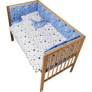 Lenjerie patut cu 2 fete si 5 piese 120x60 cm Nichiduta Blue Stars imagine