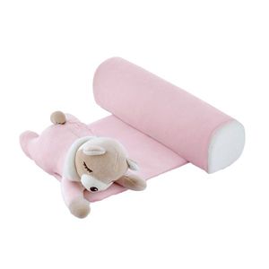 Pernuta pozitionator BabyJem anti-rasucire pentru bebelusi Teddy Pink 35x31 cm imagine