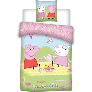 Set lenjerie pat copii Peppa Pig with Friends 100x135 + 40x60 SunCity imagine