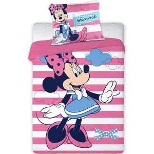 Set lenjerie pat copii Minnie Stripes 100x135 + 40x60 SunCity imagine