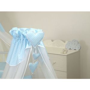 Baldachin din tul pentru patut bebe Bear Heart Blue 160x600 cm imagine