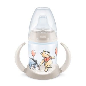 Biberon Nuk First Choice 150 ml cu toarte si adaptor din silicon Disney Eeyore gri 6 luni+ imagine