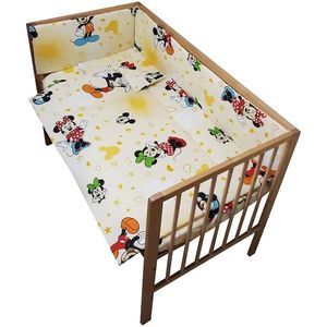 Lenjerie patut Mickey si Minnie 4 piese crem imagine