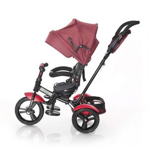 Tricicleta multifunctionala 4 in 1 Neo Red Black Luxe cu maner cu control al directiei, scaun rotativ, spatar inalt reglabil pe 2 pozitii, cosulet textil si 2 tipuri de suport pentru picioare imagine