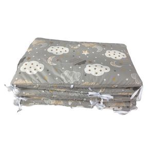 Set de aparatori pufoase h35 pat 120x60 cm DeLuxe Nori cu luna gri imagine