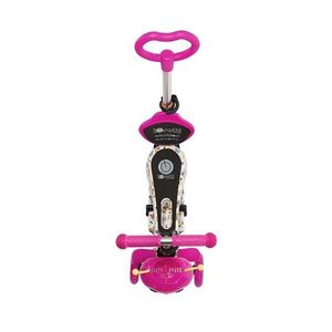 Trotineta pentru copii Smart Plus Pink Butterfly, 3 roti cu LED, scaun reglabil si detasabil, maner parental reglabil, ghidon reglabil, greutate suportata 20 kg, varsta 3 ani+ imagine