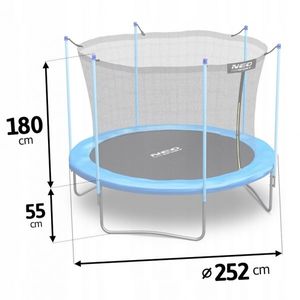 Trambulina de gradina cu plasa interioara, stalpi si scara 252 cm (8FT) Neo-Sport NS-08W181 albastru imagine