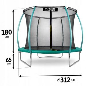 Trambulina de gradina cu plasa interioara, stalpi si scara 312 cm (10FT) Neo-Sport NS-10C181 verde imagine