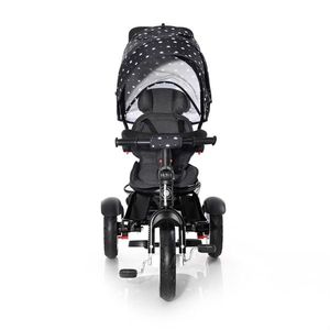 Tricicleta multifunctionala 4 in 1 Neo Air roti mari cu camera Black Crowns cu spatar inalt reglabil pe 2 pozitii, sezut rotativ, 2 tipuri de suport pentru picioare si dispozitiv de franare imagine