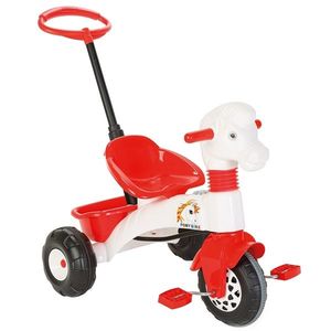 Tricicleta cu maner cu control parental Pilsan Pony white, spatiu de depozitare, sistem roata libera de la 3 ani pana la 35 kg imagine