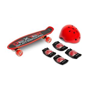 Set Skateboard cu casca cotiere si genunchiere Toyz Dexter Rosu imagine