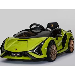 Masinuta electrica 12V cu roti EVA si scaun din piele Lamborghini Sian Verde imagine