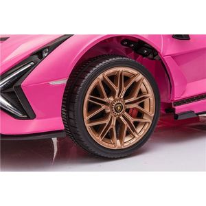 Masinuta electrica 12V cu roti EVA si scaun din piele Lamborghini Sian Roz imagine