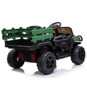 Masinuta electrica Off Road Green Army cu scaun de piele si roti EVA imagine