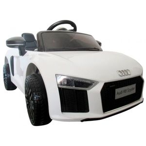 Masinuta electrica cu telecomanda, roti EVA si scaun piele Audi R8 R-Sport alb imagine