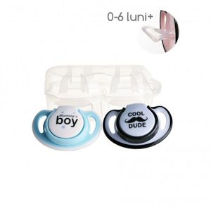 Set 2 suzete ortodontice din silicon si cutie sterilizare Minut Baby 0+ blue imagine