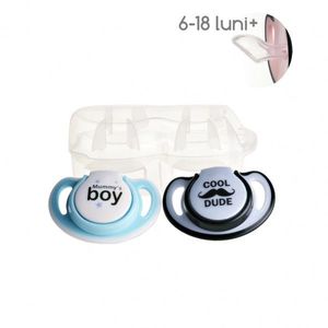 Set 2 suzete ortodontice din silicon si cutie sterilizare Minut Baby 6-18+ blue imagine