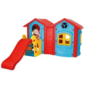 Casuta cu tobogan pentru copii Pilsan Double Happy House blue imagine