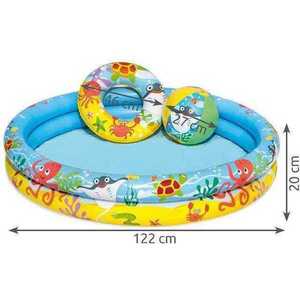 Set 3 piese piscina gonflabila, colac si minge 122 x 20 cm Bestway MY17687 imagine