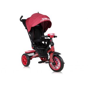 Tricicleta multifunctionala 4 in 1 Speedy Air scaun rotativ Red Black, spatar inalt reglabil pe 3 pozitii, maner cu control parental, 2 tipuri de suport pentru picioare imagine