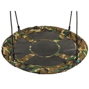 Leagan pentru copii rotund tip cuib de barza suspendat 100 cm Ecotoys MIR6001 camuflaj imagine