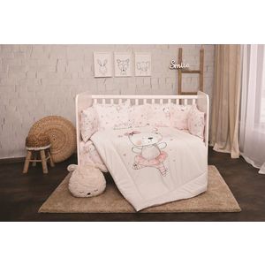 Set lenjerie pat 8 piese 70x140 cm bumbac ranforce Pink Ballerina Bear imagine