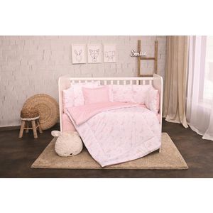 Set lenjerie pat 8 piese 70x140 cm bumbac ranforce Pink Moon Stars imagine