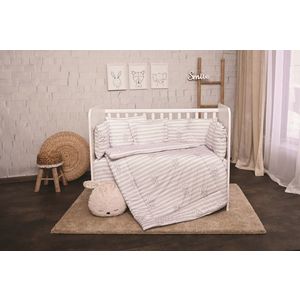 Set lenjerie pat 8 piese 70x140 cm bumbac ranforce Grey Striped imagine