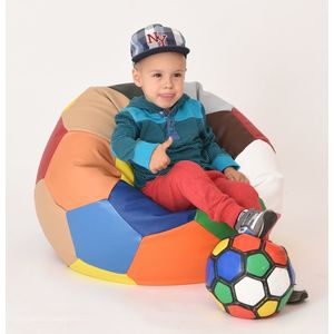 Fotoliu pentru copii 3-10 ani minge telstar junior umplut cu perle polistiren marca Pufrelax imagine