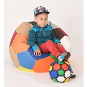 Fotoliu pentru copii 3-10 ani minge telstar junior green white umplut cu perle polistiren marca Pufrelax imagine