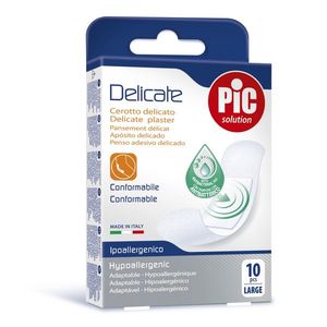 Plasturi piele sensibila Pic Solution Delicate 25x72mm cu solutie antibacteriana 10 buccut imagine