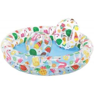 Set piscina gonflabila + colac + minge Intex 59460 multicolor imagine