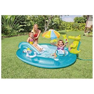 Piscina gonflabila cu tobogan Intex Gator Play Center 160 litri 201 x 170 x 84 cm imagine