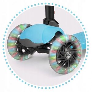 Trotineta cu roti cu led Ricokids Loco albastru, pliabila, ghidon reglabil, greutate suportata 25 kg, varsta 3 ani+ imagine