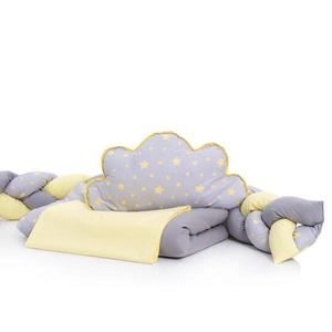 Lenjerie 8 piese gray-yellow cu baldachin 120x60 cm imagine