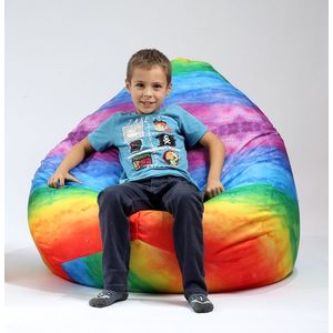 Fotoliu puf tip sac nirvana grande rainbow watercolour imprimat pretabil si la exterior umplut cu perle polistiren imagine