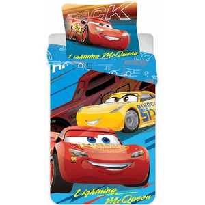 Set lenjerie pat copii Cars Lightning Mcqueen 90x140 + 40x55 SunCity imagine