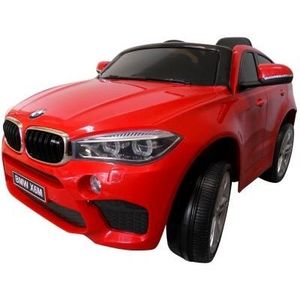 Masinuta electrica cu telecomanda roti din spuma EVA si scaun din piele BMW X6M rosu R-Sport imagine