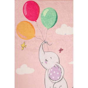 Covor antiderapant pentru copii Balloons Pink 150x200 cm imagine