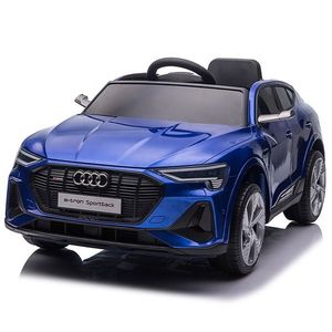 Masinuta electrica cu roti Eva si scaun piele Audi E Tron Paint Blue imagine