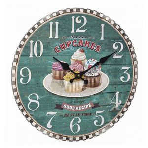 Ceas analog de perete din mdf design vintage cupcakes imagine