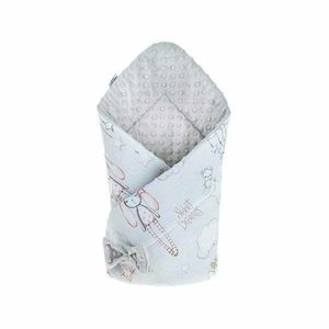 Paturica de infasat cu fata dubla Minky Wrap nou-nascut din bumbac 80x80 cm Rabbit Night imagine