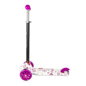 Trotineta pentru copii Yuppee Pink Garden pliabila, roti din silicon cu Led, ghidon reglabil, greutate admisa 50 kg, 3 ani+ imagine